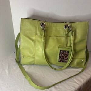 Wilson Leather Large Green Croc Travel All/Computer/Tote Bag w/Removable Handles